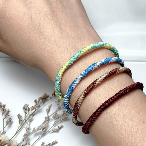 [Customized] Thick protective gold steel knotted hand-woven Wax thread  bracelet available in multiple colors