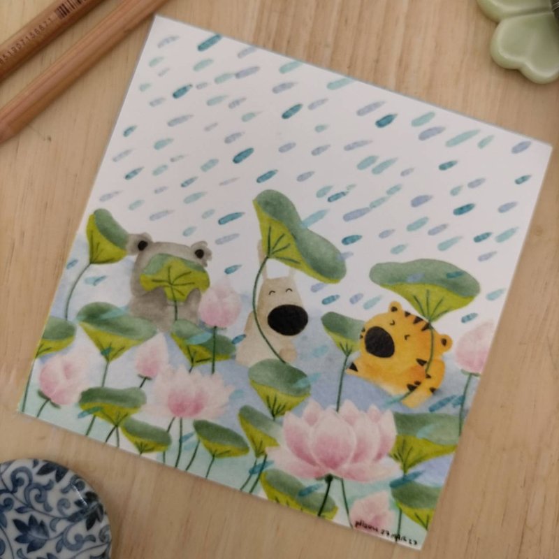 Lui Kajon Bo in Lotus Pond Postcard - 卡片/明信片 - 紙 多色