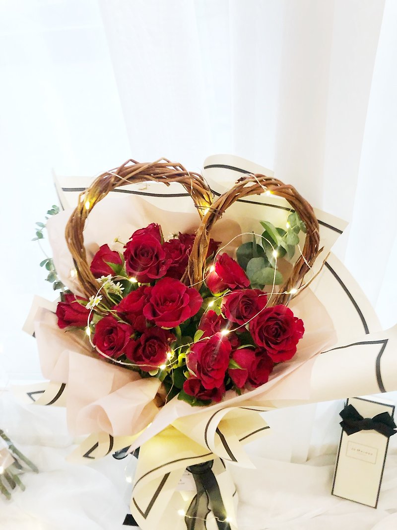 wbfxhm /JM temperament natural love rattan ring-flower series Valentine's day bouquet confession bouquet - ของวางตกแต่ง - พืช/ดอกไม้ สีแดง