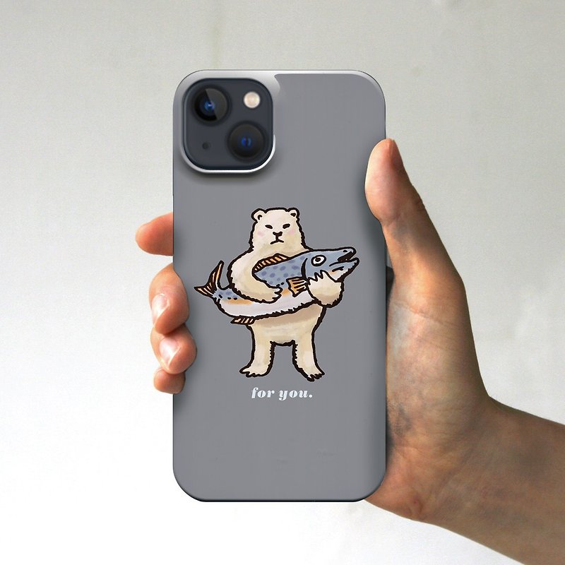 iPhone case Present from Polar Bear Gray - เคส/ซองมือถือ - กระดาษ สีเทา
