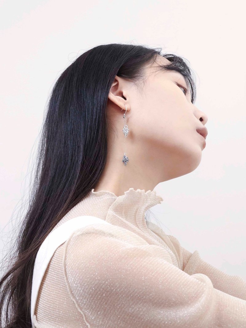 O2 Cityscape -光跡 - 耳環/耳夾/耳骨夾 - 銀 藍色