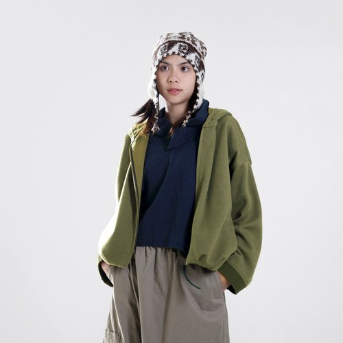 And by tan&luciana 拋拋袖口半羅紋連帽外套