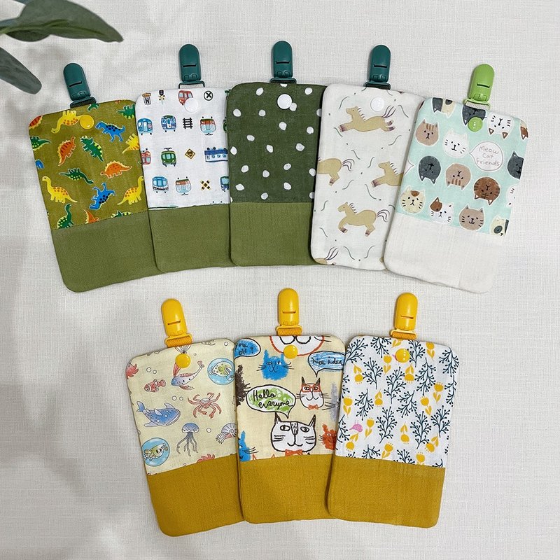 [Ready stock] Detachable handkerchief holder, long version, kindergarten, handmade - ผ้ากันเปื้อน - ผ้าฝ้าย/ผ้าลินิน สีเขียว