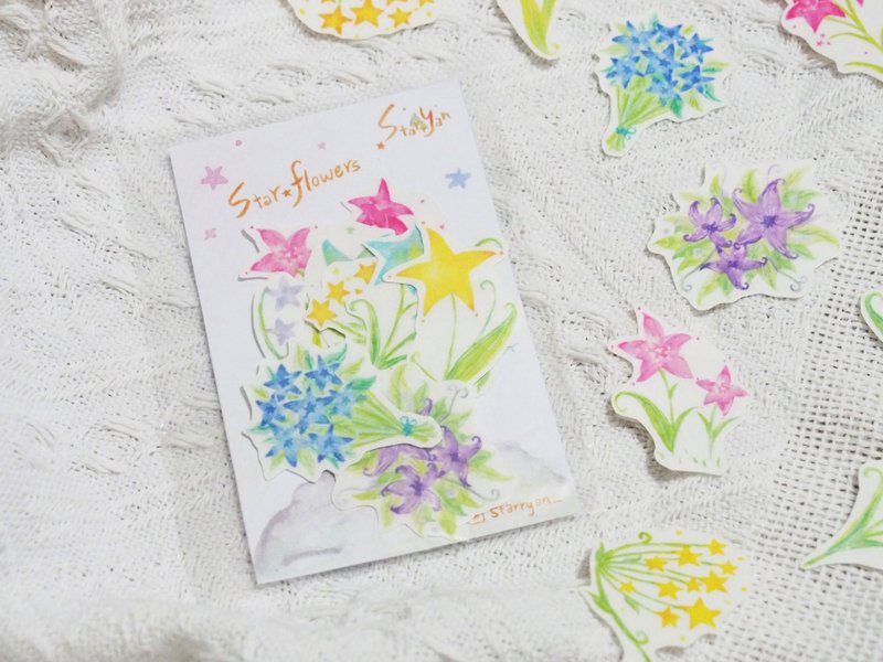 * Star Flowers 星之花 * 貼紙包 10張入 - 貼紙 - 紙 白色