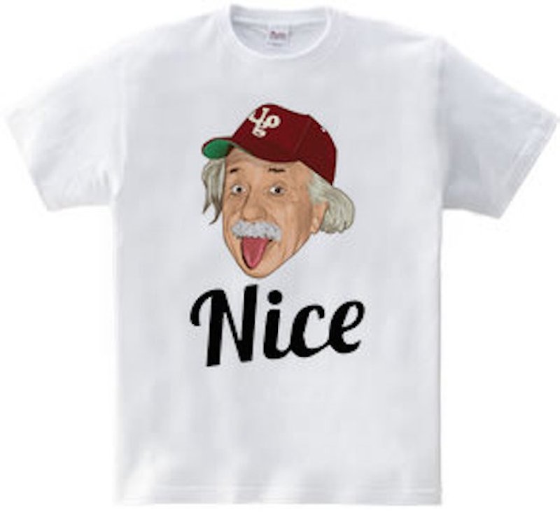 Einstein nice (Heavyweight T-shirt white · gray) - เสื้อฮู้ด - ผ้าฝ้าย/ผ้าลินิน ขาว