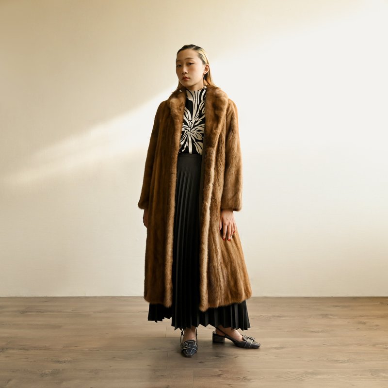 【NaSuBi Vintage】Classic silhouette mink fur vintage coat - Women's Casual & Functional Jackets - Genuine Leather 