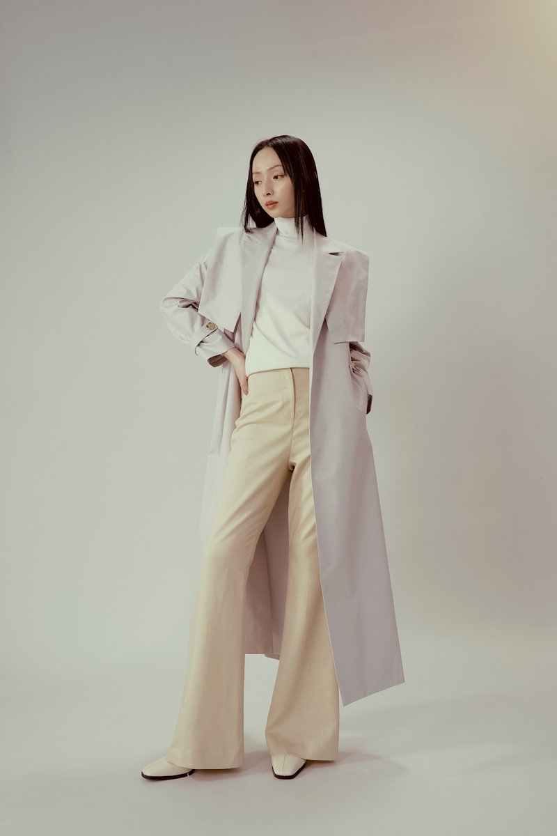 Long gray trench coat - เสื้อแจ็คเก็ต - ผ้าฝ้าย/ผ้าลินิน สีเทา