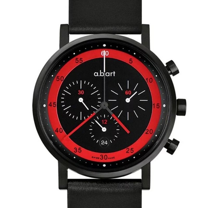 a.b.art German Minimalist Racing Team Triple Chronograph - Black & Red OC450SB - นาฬิกาผู้ชาย - สแตนเลส สีดำ