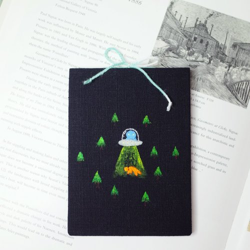 forest33 | It's a wonderful life. 空想#5 外星人對人類充滿好奇 手刺繡手工隨身筆記本