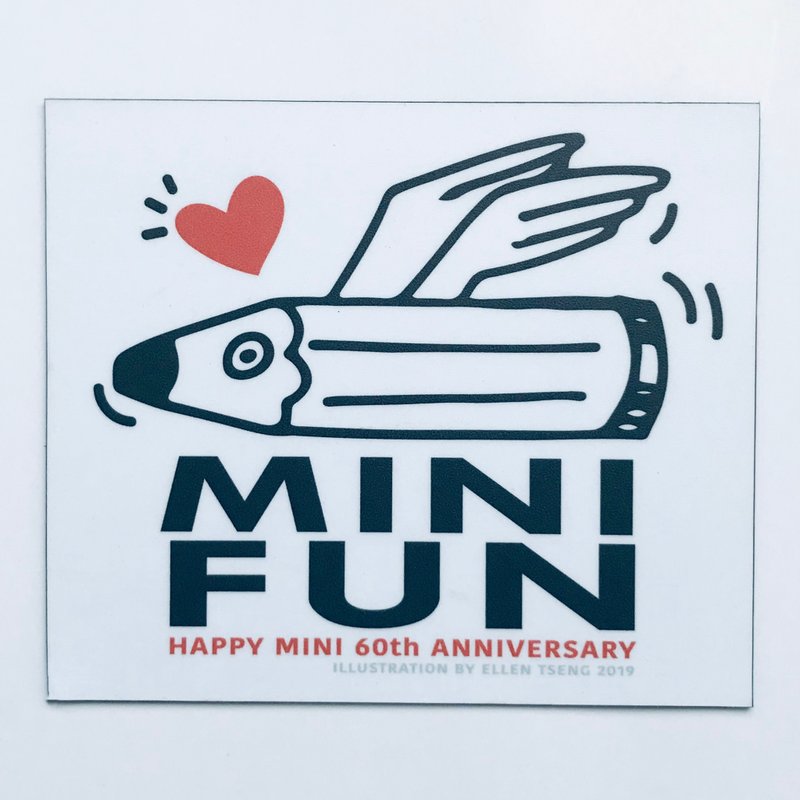 Magnet Car Sticker-Mini Fun (Square Black) | Exclusive Design Mini Car 60th Anniversary Series - แม็กเน็ต - วัสดุอื่นๆ ขาว