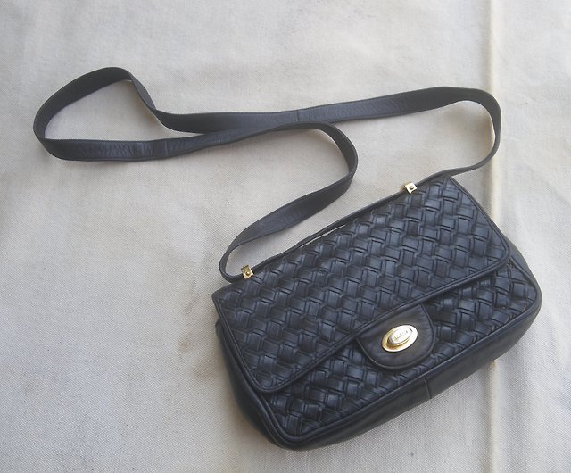 Vintage BALLY ITALY Double Flap Quilted Leather Bag Black
