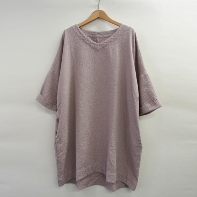 << Lavender dyeing >> Fukure Jacquard Big Dress 8714-04002-21 - One Piece Dresses - Cotton & Hemp 