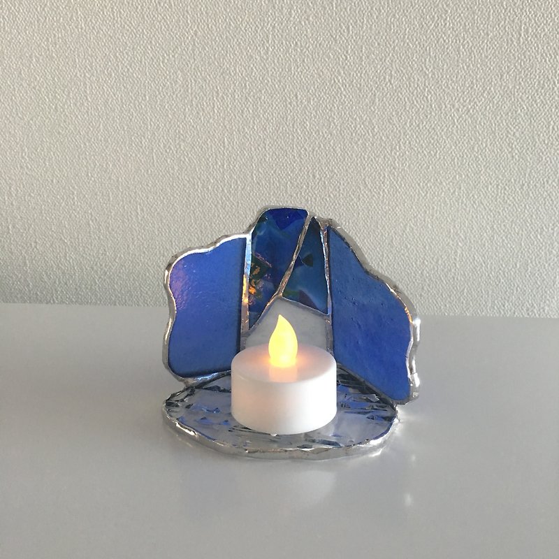LED Light Holder Candle Night Blue Glass Bay View - Candles & Candle Holders - Glass Blue