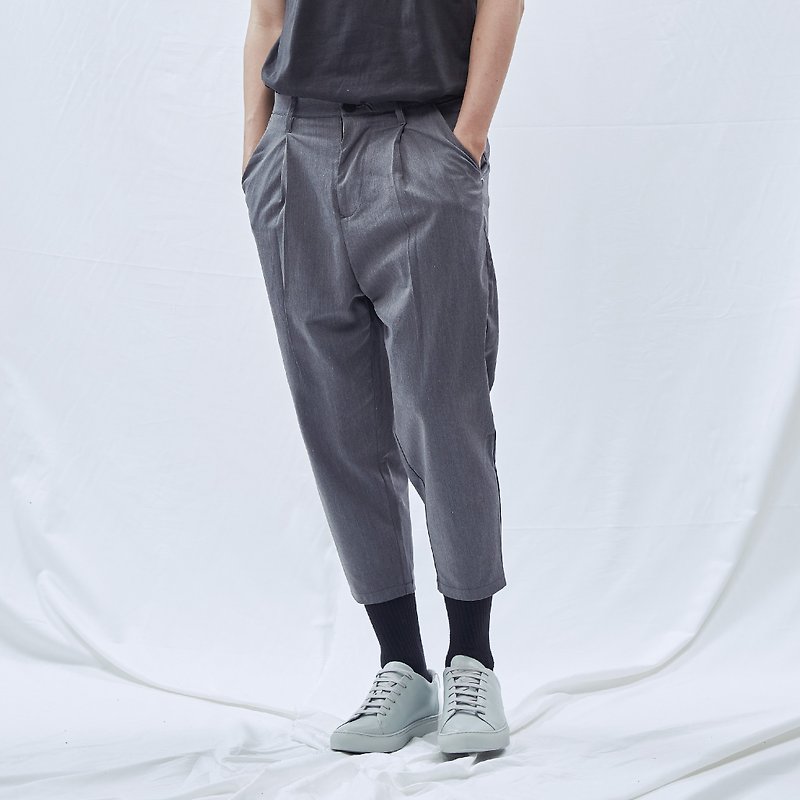 DYCTEAM - Capri Pants Eight-point micro-bomb suit pants - Men's Pants - Cotton & Hemp Gray
