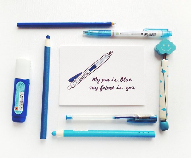 友情歌シリーズ 私のペンは青い 私の友達はあなたの歌詞はがきを着色 ショップ Miss Branches カード はがき Pinkoi