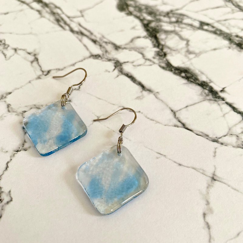 Glass Earrings & Clip-ons Blue - Small Cut Ice | Kiln Fired Glass Earrings
