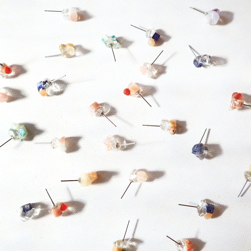 Natural stone mini ear - Earrings & Clip-ons - Semi-Precious Stones Multicolor