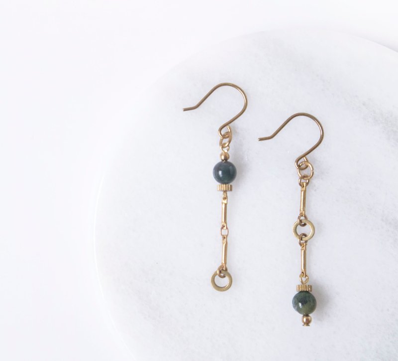 Find it / Pavilions - colorful jade earrings Bronze - ต่างหู - หยก สีเขียว