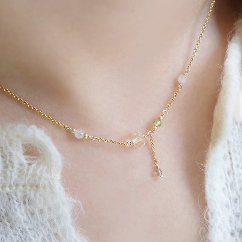 Beau Jewelry 光陰年輪-黃水晶橄欖石茶晶月光石項鍊