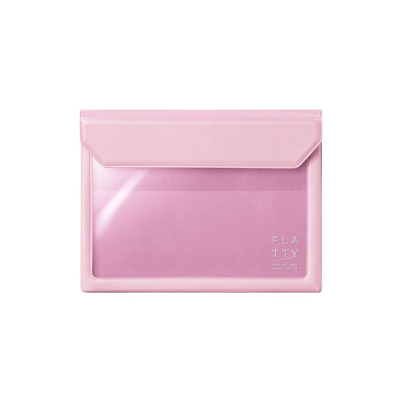 【KING JIM】FLATTY多用途收納袋 粉紅色A6 - 文件夾/資料夾 - 塑膠 粉紅色