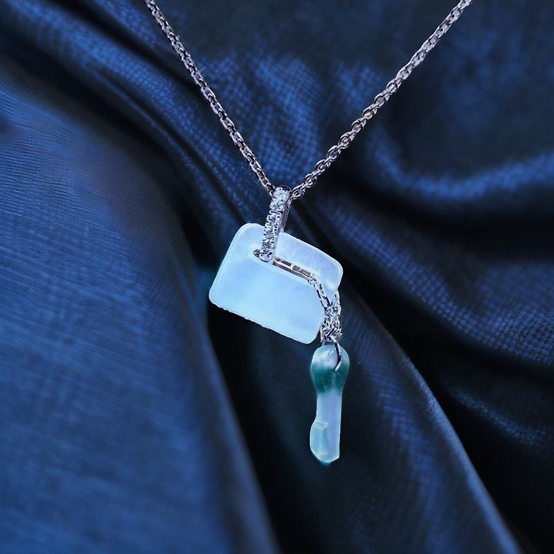 [Love of a Lifetime] Ice Flower Jade Key Lock Pendant 18K Gold Diamond | Natural Burmese Jade Jade - พวงกุญแจ - หยก หลากหลายสี