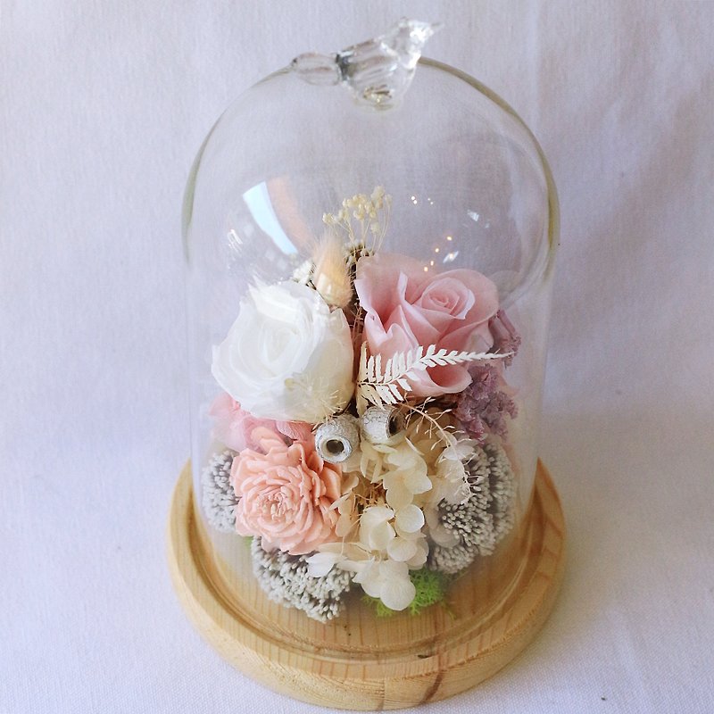 Midsummer Love, Immortal Flower Glass Cover - ช่อดอกไม้แห้ง - พืช/ดอกไม้ สึชมพู