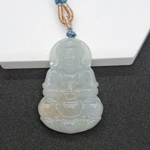 瓔珞翡翠 冰種飄紅翡翡翠觀音菩薩項鍊 | 天然緬甸玉翡翠A貨 | 送禮