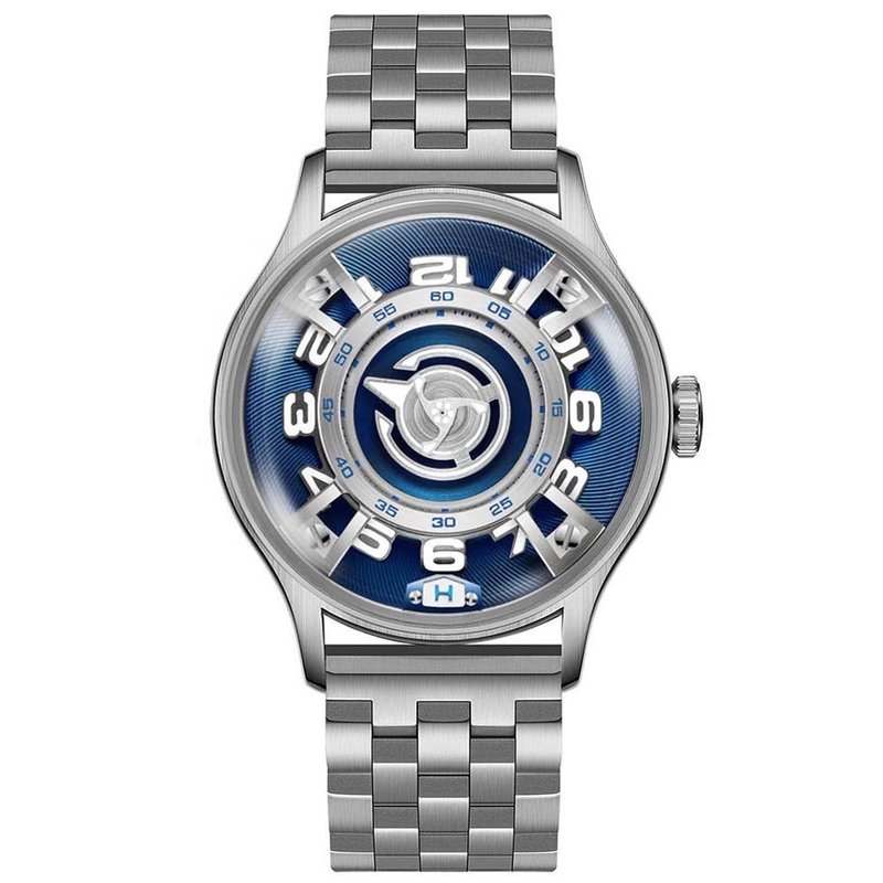 OBLVLO 歐弗洛  引力之輪系列腕表-海洋藍鋼帶款 - 男錶/中性錶 - 不鏽鋼 藍色