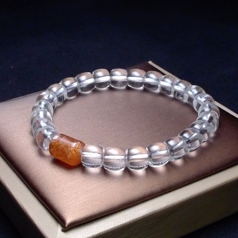 Golden Sunstone (Arusha) & Clear Quartz Radiant Energy Bracelet QBR-00128 - สร้อยข้อมือ - คริสตัล 