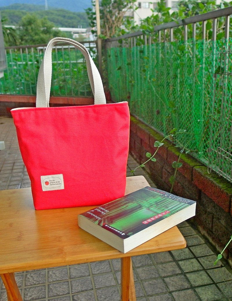 Plum red macaron tote bag medium - Handbags & Totes - Cotton & Hemp Multicolor
