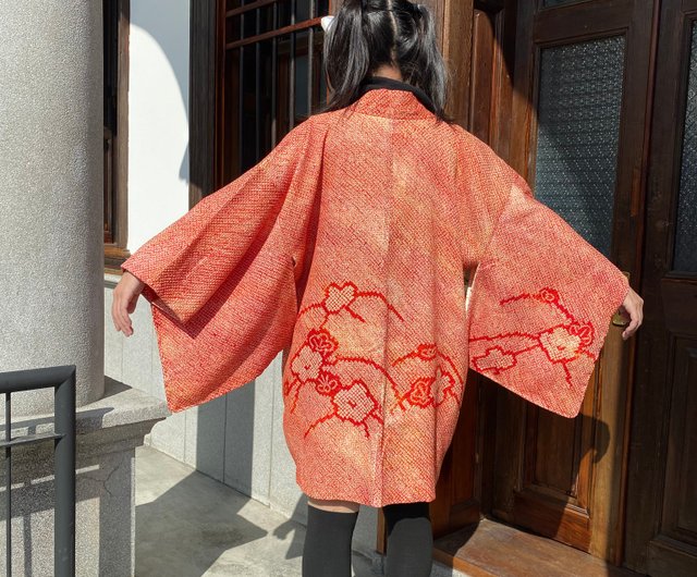 Tradition pattern blocks Shibori Haori Kimono Jacket