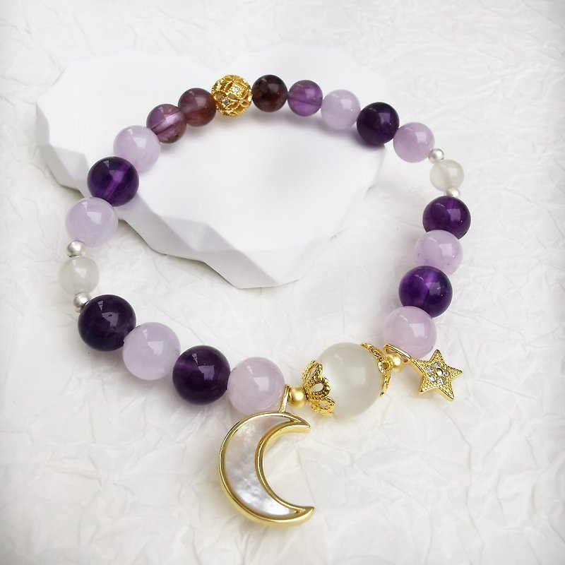 Purple Heart - (Amethyst,Lavender,Moonstone,Amethyst Rutilated Quartz) Bracelet