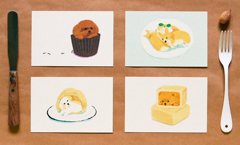 Puppy snack postcard full set - การ์ด/โปสการ์ด - กระดาษ 