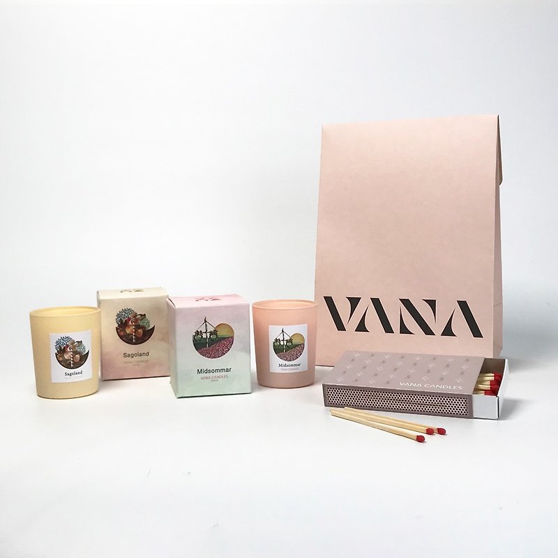 VANA Scented Candle Set of 2 - Fairy Tale Paradise/Midsummer Day - Candles & Candle Holders - Wax Pink