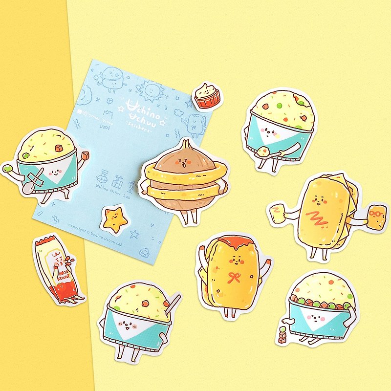 Calorie Friends-Mashed Potatoes / Shaped Waterproof Stickers - Stickers - Paper Yellow