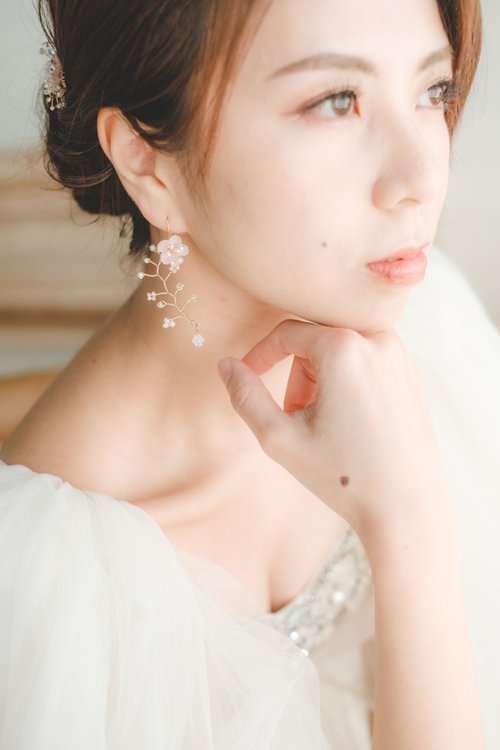 Little Little Handmade Claire Sakura Earring/櫻花耳環/耳環/手作布花/櫻花/新娘飾物