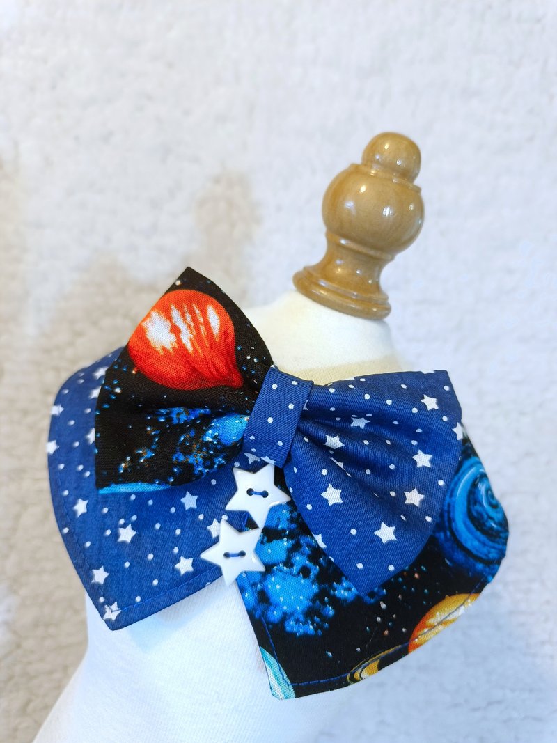 Two tone 小背心 星星 星球 煲呔造型頸飾 頸項 collar - 寵物衣服 - 棉．麻 藍色