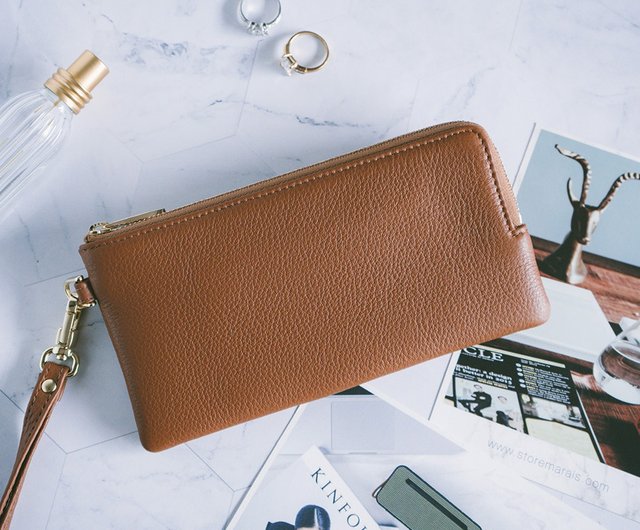 Tan Small Leather Pencil Case