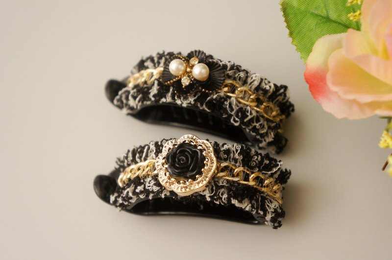 B3-ponytail side clip (L)-hairpin catch clip ponytail princess head - Hair Accessories - Other Materials Multicolor