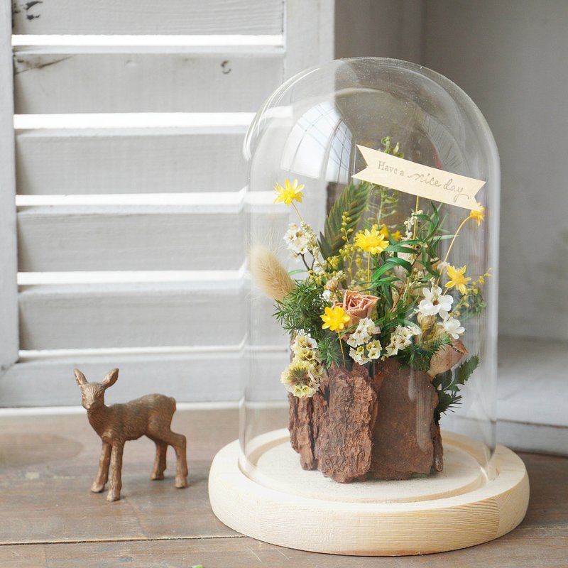 【DIY Material Kit】Forest Garden Preserved Flower Glass Cover/Electronic File with Simple Instructions - จัดดอกไม้/ต้นไม้ - พืช/ดอกไม้ 