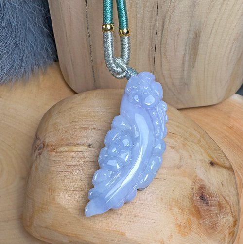 OLINA DESIGN歐林娜設計 F10 立體手雕 冰潤 紫羅蘭 梅花 糯種 天然 緬甸玉 翡翠 A貨 項鍊