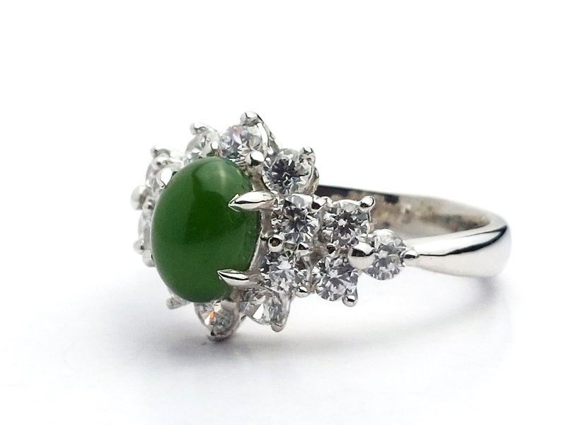 Fashion Jewelry | flower jade ring | Nature Nephrite Taiwanese Jade - General Rings - Jade Green