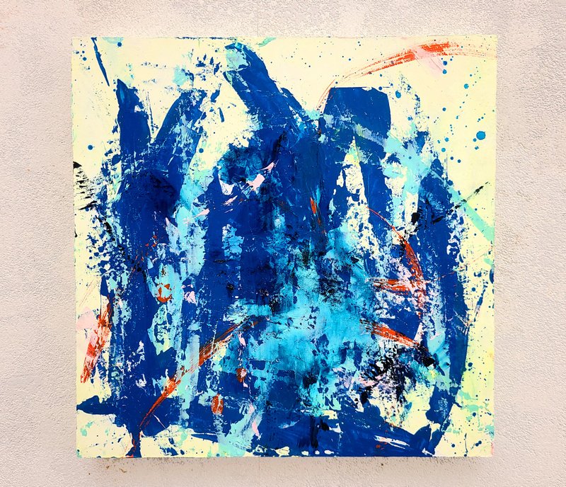 High 油彩原画 - 海報/掛畫/掛布 - 木頭 藍色