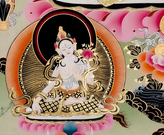 伝統的な仏教の無量寿仏タンカ絵画 - ショップ Boudha Stupa