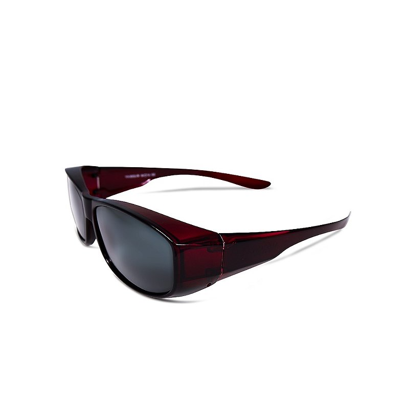 Chaoyang Vermilion │ Burgundy Full Cover Polarized Sunglasses │ External UV400 Sunglasses │ Mirror Set - แว่นกันแดด - พลาสติก สีแดง