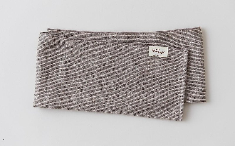 Linen Knit Stripe Face Towel Brown × Natural - น้ำหอม - ผ้าฝ้าย/ผ้าลินิน สีนำ้ตาล