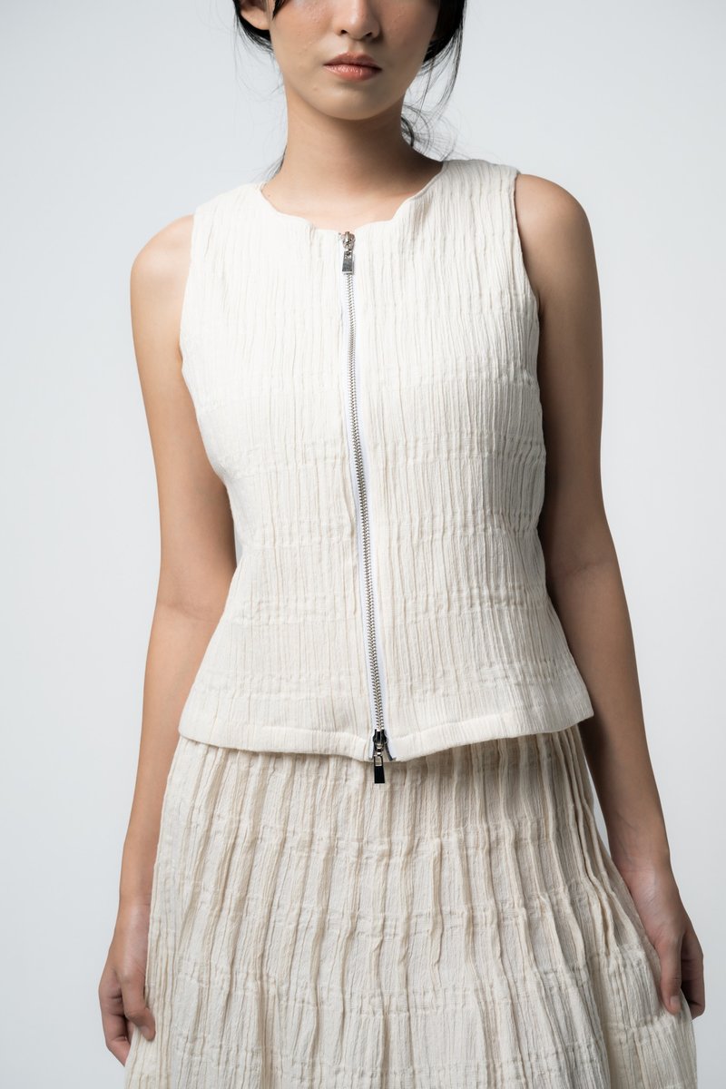 Palit Neptune top (Ivory) - 背心/無袖上衣 - 棉．麻 