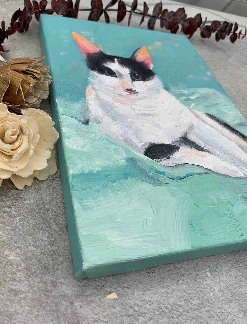 Customized 25.5**17.5 cm handmade pet oil portrait with inner frame - Customized Portraits - Pigment 