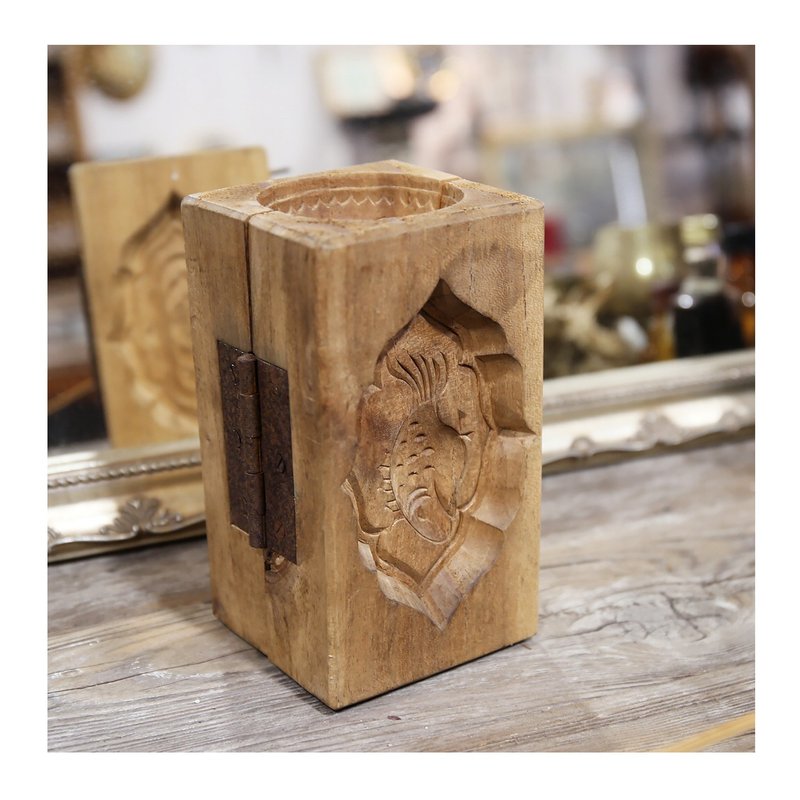 ヴィンテージ.70's-80's手彫りヴィンテージ餅型.木製餅型.木製菓子型.ヴィンテージ型 - その他 - 木製 