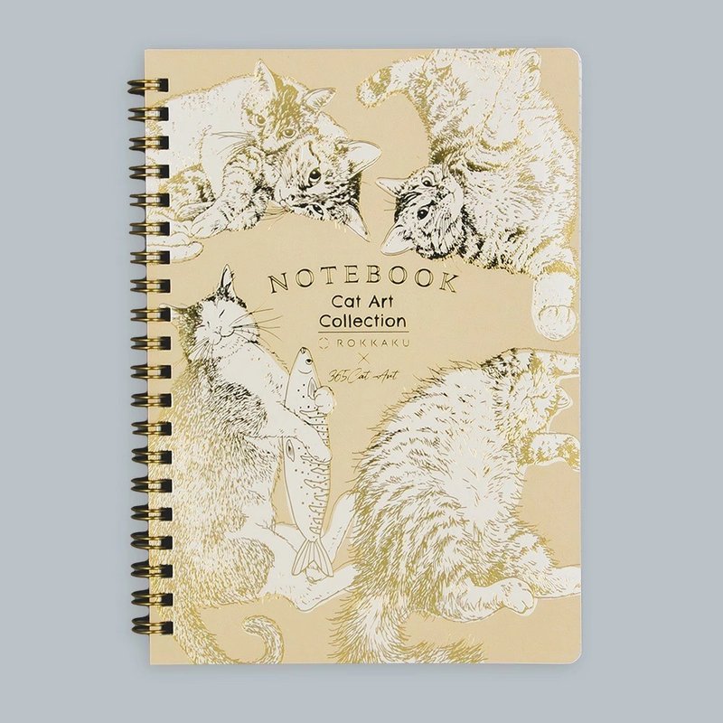 貓咪藝術系列 B6 環裝筆記本 圓圈 - 筆記本/手帳 - 其他材質 金色